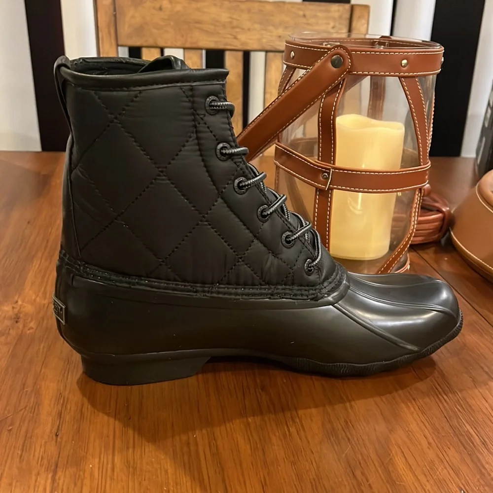 Sperry Saltwater Duck Nylon Boots black new Mens Size 9.5